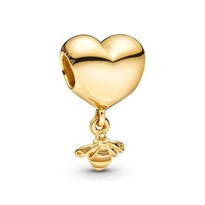 Heart and Bee Dangle Charm,Pandora Charm Sterling Silver Charm